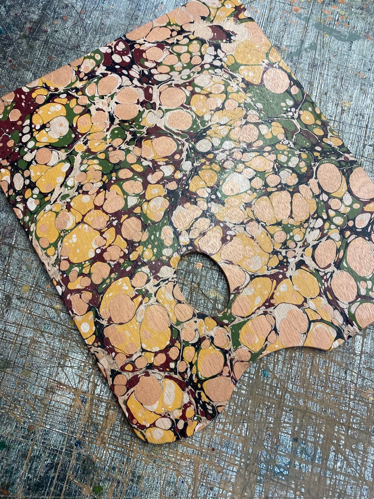 Image of OOAK Hand Marbled Wooden Artist Palette (decoration only) Rectangular No.2
