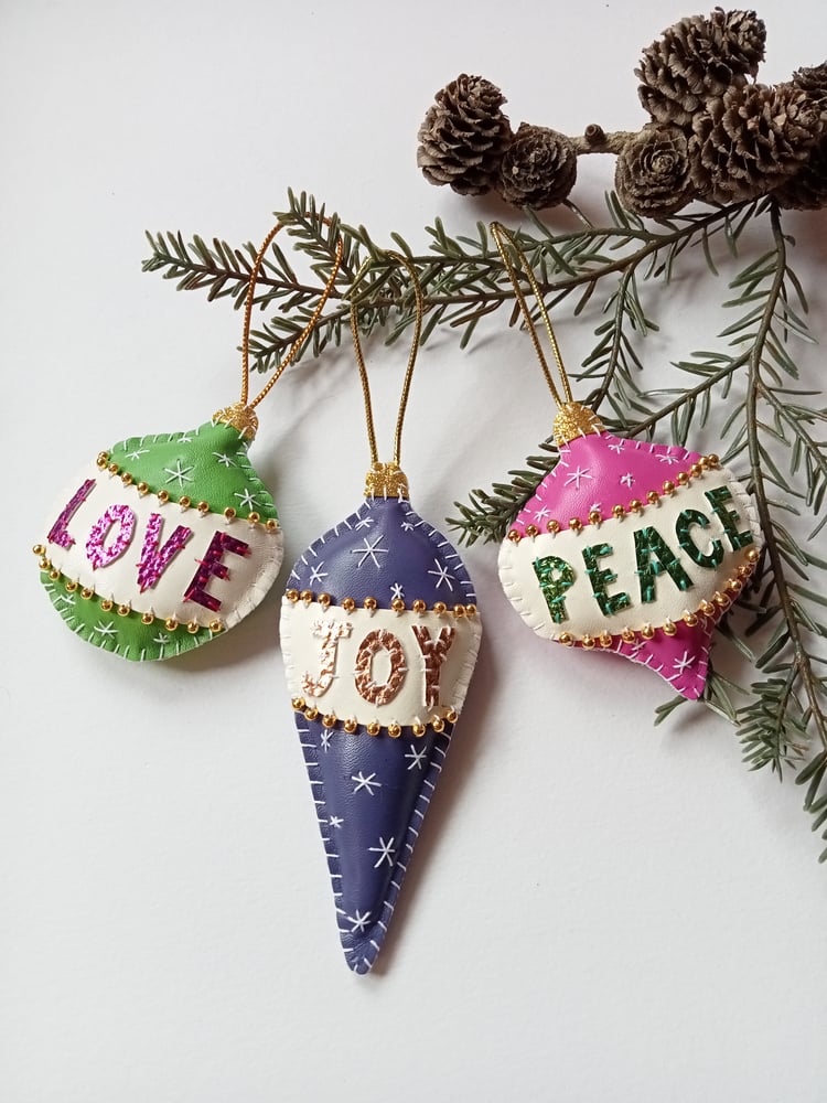 Image of Retro Peace Love Joy Decorations