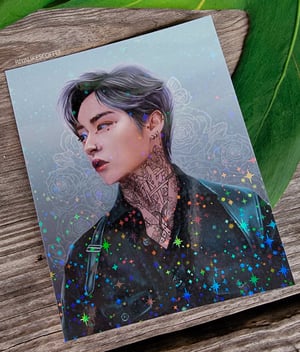 " SilverLino 神메뉴 " Small Holo Glitter Art Print 4.25 x 5.5