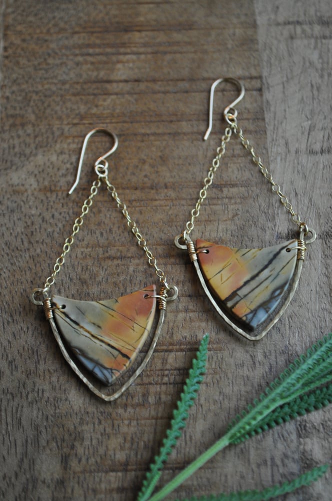 Image of OOAK Picasso Jasper Triangle Dangles