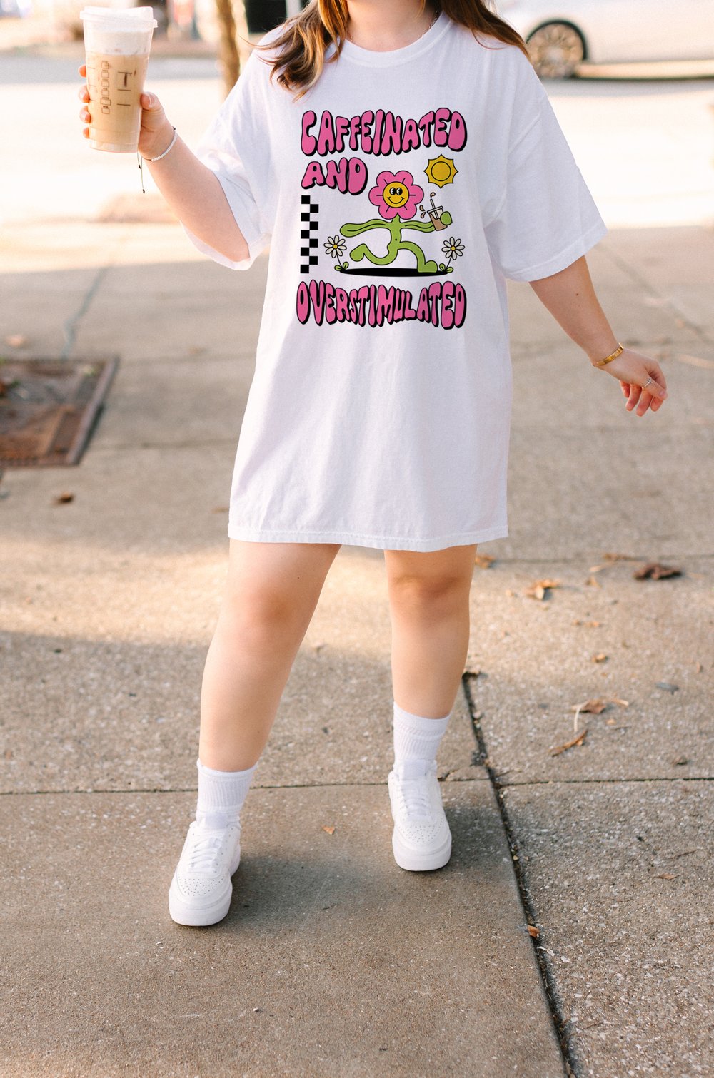 CAFFEINATED AND OVERSTIMULATED COMFORT COLORS TSHIRT