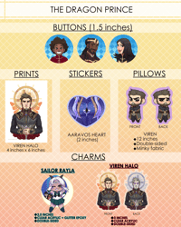 Image 1 of The Dragon Prince Buttons, Stickers, Pillows, Charms, & Prints