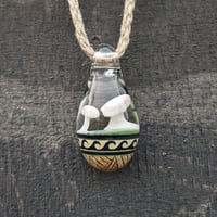 Double white mushroom with 2-tone Polynesian engraving