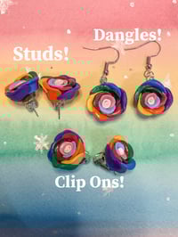 Image 5 of Rose Pride Polymer Clay Customizable Earrings 