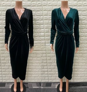 Image of Velvet Luxe Wrap Dress. Emerald. By Dreamhouse fashion.