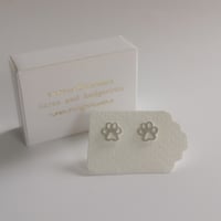 Image 2 of DOG PAW STUDS ~ sterling silver