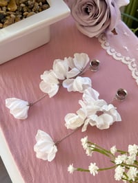 Image 2 of Oversized White Flower Dangles (Silver)