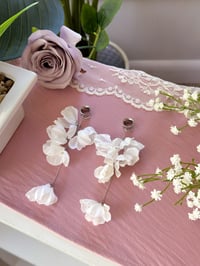Image 3 of Oversized White Flower Dangles (Silver)