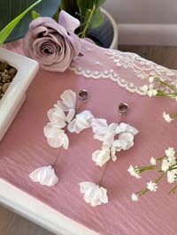 Image 1 of Oversized White Flower Dangles (Silver)