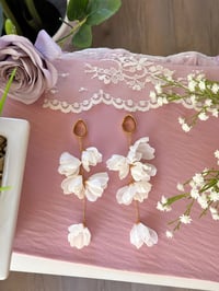 Image 3 of Oversized White Flower Dangles (Gold)