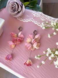 Image 1 of Oversized Blush Pink Flower Dangles (Silver)
