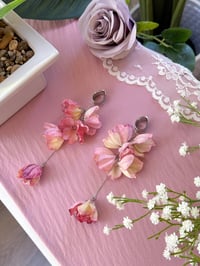 Image 2 of Oversized Blush Pink Flower Dangles (Silver)