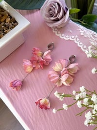 Image 4 of Oversized Blush Pink Flower Dangles (Silver)