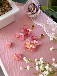 Image 1 of Oversized Blush Pink Flower Dangles (Gold)