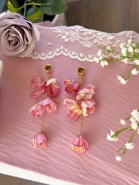 Image 4 of Oversized Blush Pink Flower Dangles (Gold)