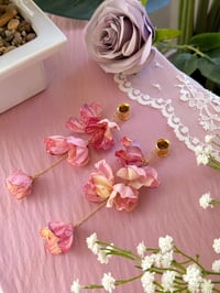Image 5 of Oversized Blush Pink Flower Dangles (Gold)