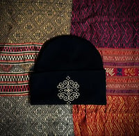 Image 1 of Black & Gold Embroidered Beanie