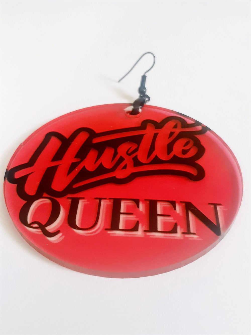 Image of Red, Hustle Queen, Handmade jewelry, Custom, Dangling Earrings