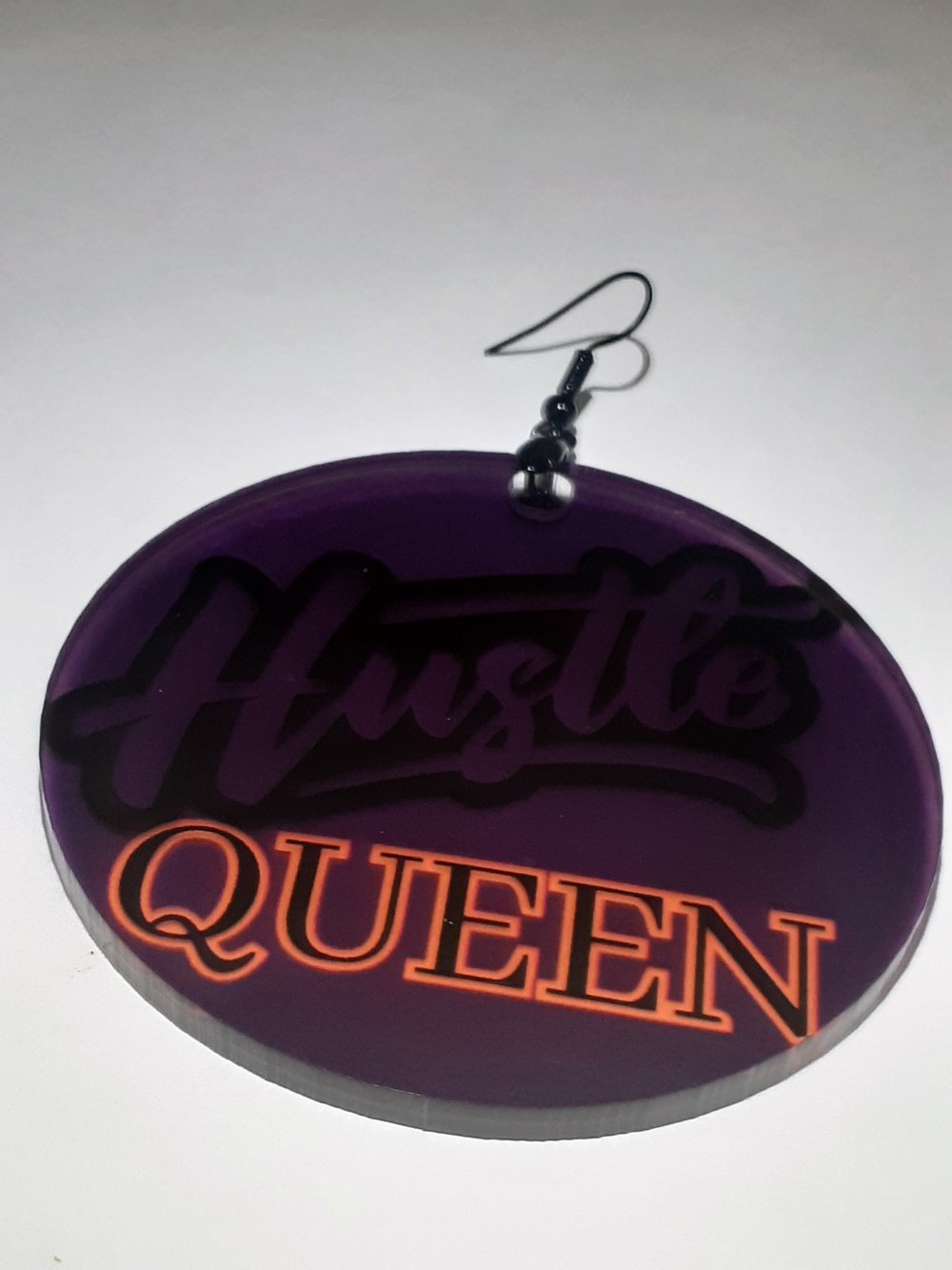 Image of Plum, Hustle Queen, Custom Jewelry, Sublimated Dangling Earrings