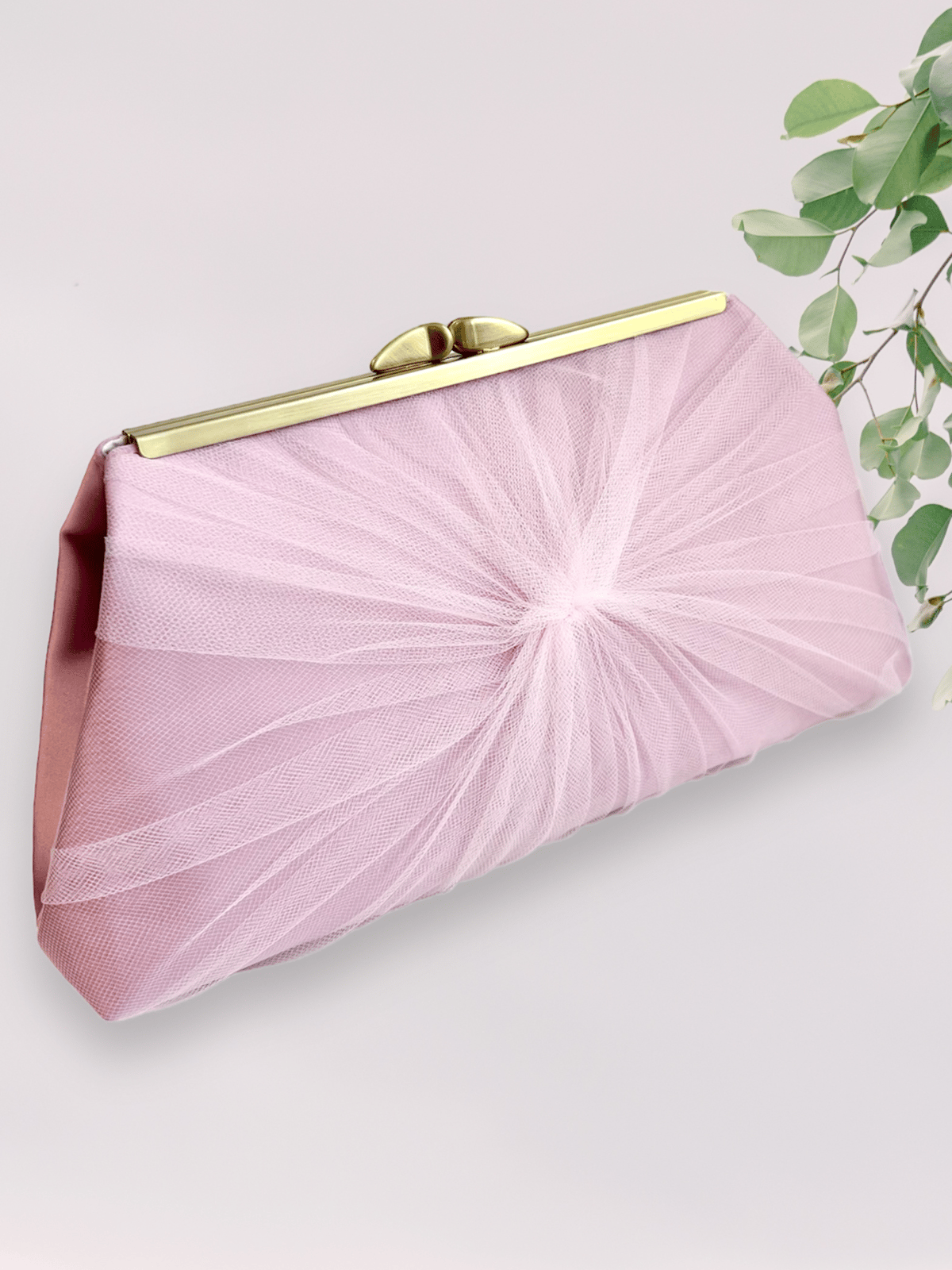 Pink Pearl Double Gold Heart Diamante Rings Evening Clutch Purse Jewelry Box
