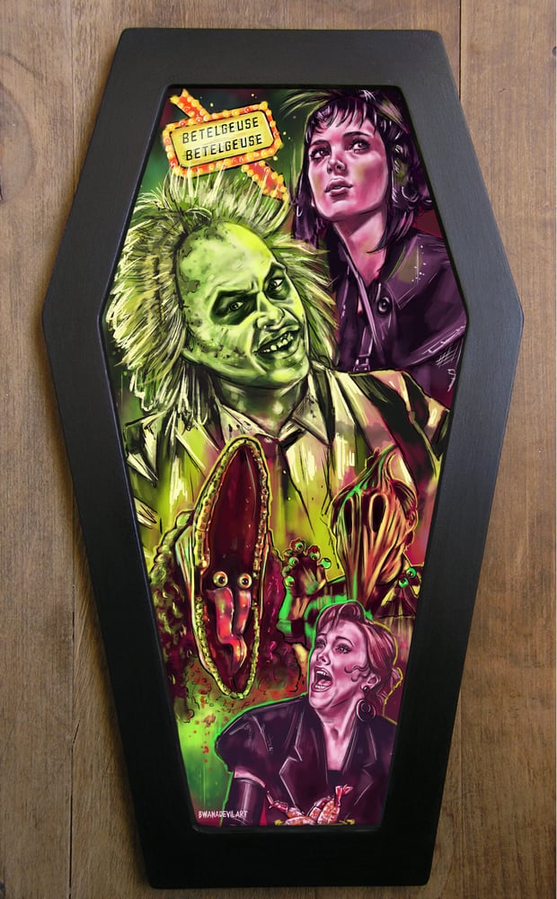 Image of Beetlejuice Coffin Art  (WORLDWIDE SHIPPING)