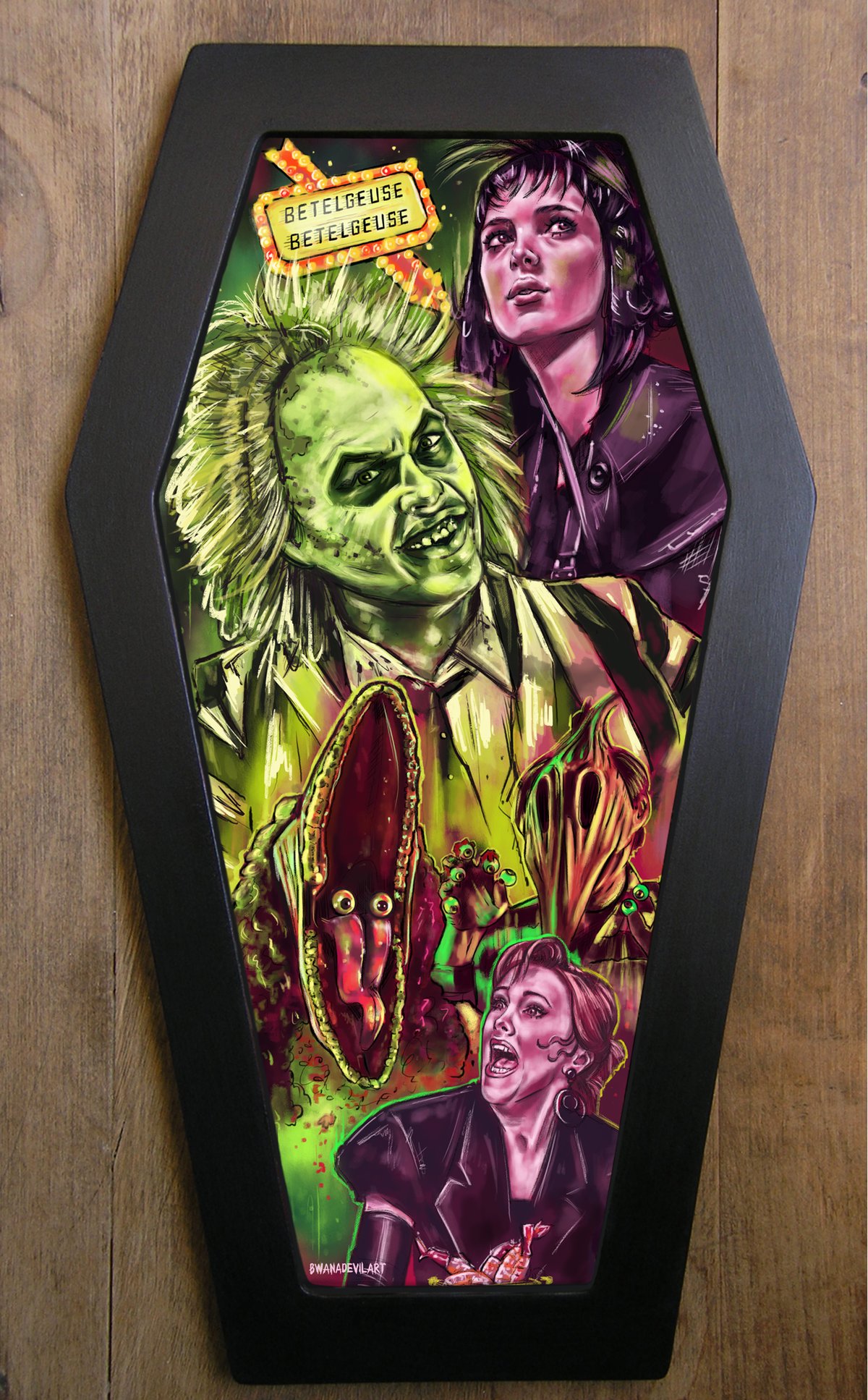 Image of Beetlejuice Coffin Art (WORLDWIDE SHIPPING)