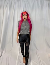 Image 2 of Gray Spider web knit crop top 