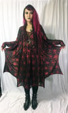 Bat Dress with holographic red spider web ready to ship 