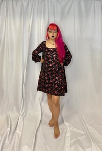 Image 1 of Spooky Cats Bishop Sleeve Dress With Pockets ready to ship 