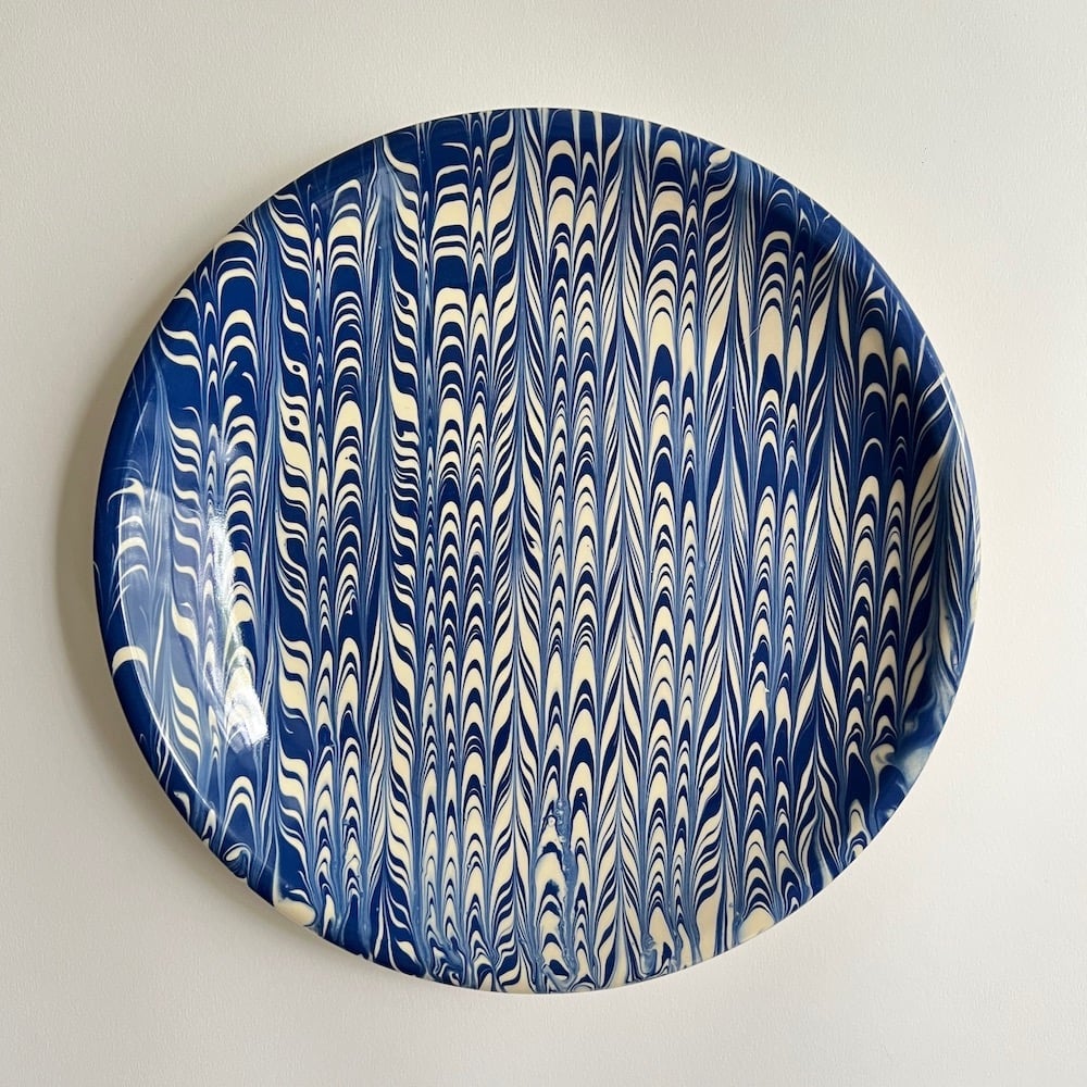 Gloss Cobalt Feather Dinner Plate | Morgan Levine Ceramics