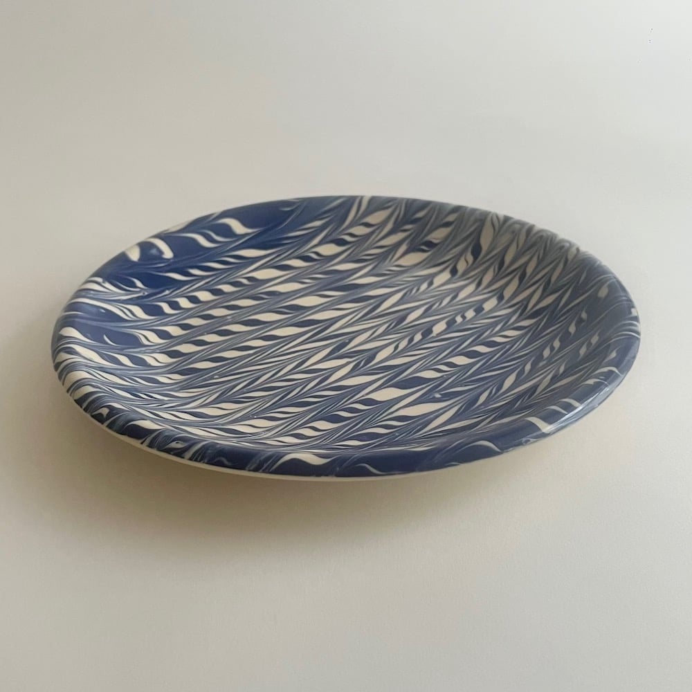 Gloss Cobalt Feather Dinner Plate 