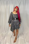 Holograpic Spider Web Bishops Sleeve Dress With Pockets ready to ship 