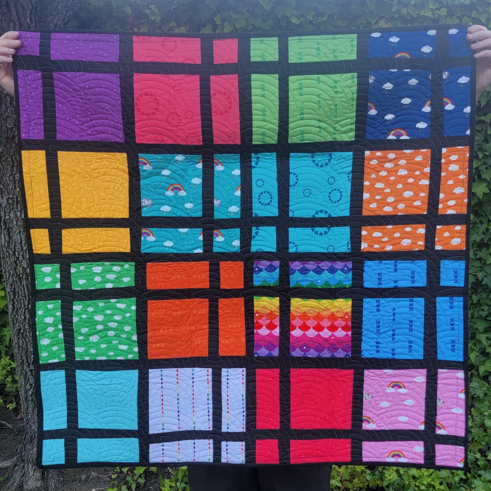 Hot Bright rainbow quilt