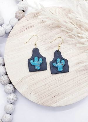 Image of Turquoise Cactus Cow Tags
