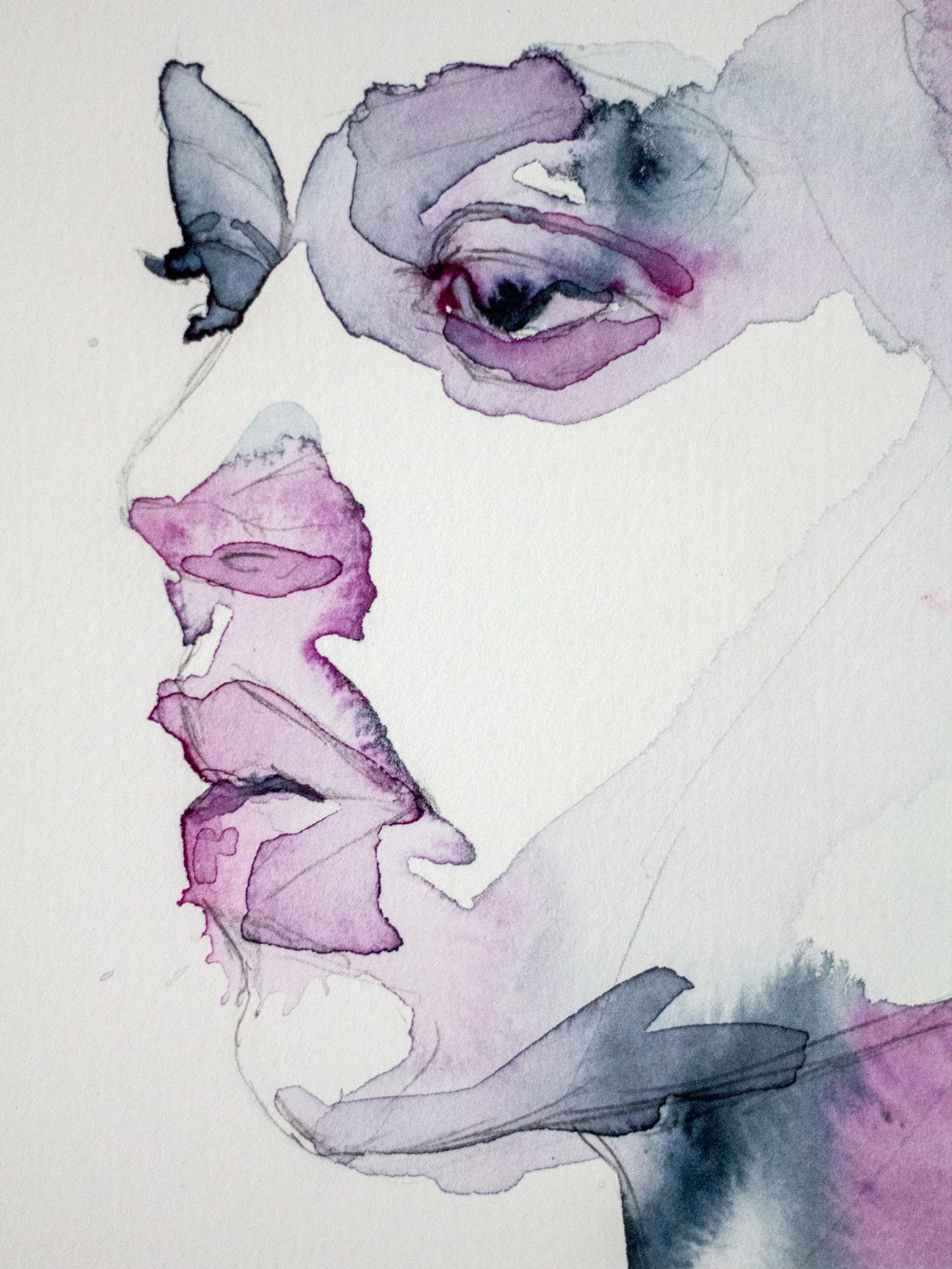 Agnes-Cecile purple profile study (17x25 cm)