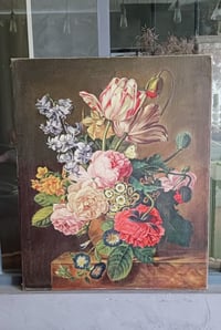 Image 1 of Peinture à l'huile roses, tulipes et pavots