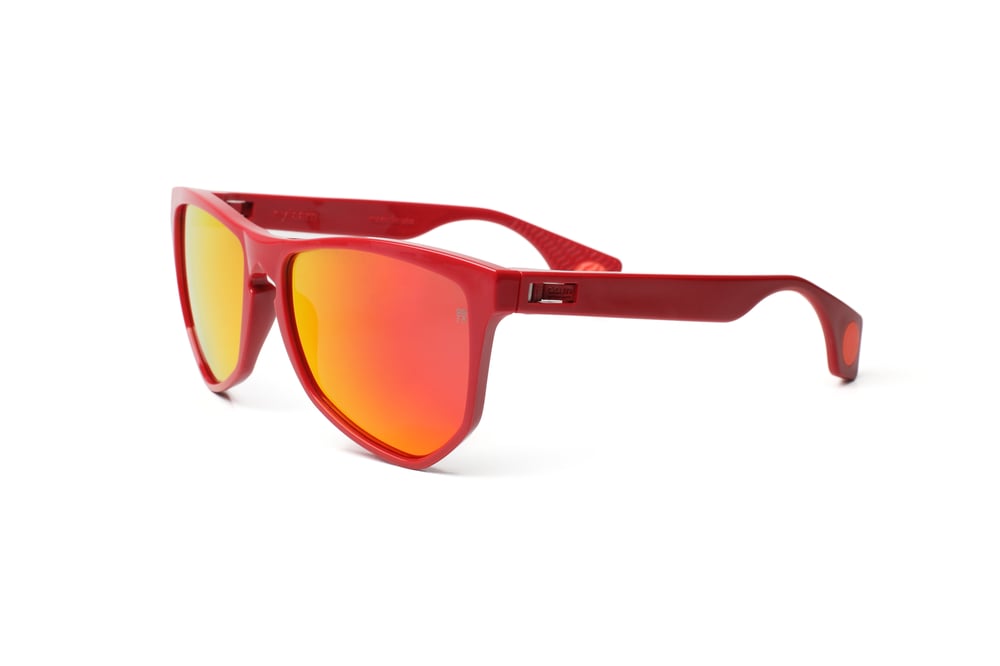 NYLAARN Bio-Red “Just Red” Blend Sunglasses - Solid Tan + Red Mirror Lens