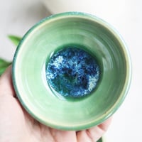 Image 2 of Shimmering Green Prep Bowls, Set of Three Ceramic Handmade Pottery Bowls, Made in USA