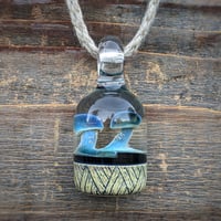 Image 1 of Flat bottom double mushroom pendant with engraved bottom