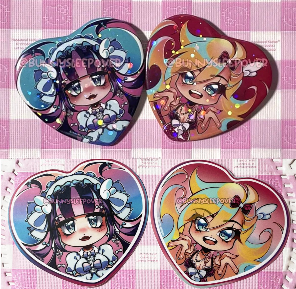 Image of Panty and Stocking gyaru and lolita buttons and stickers 