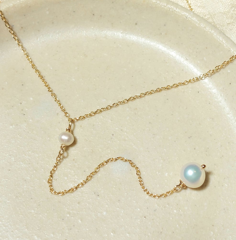 Image of Gold (Or Silver) Pearl "Y" Necklace
