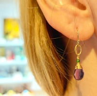Image 2 of Gold Amethyst Chrome Diopside Earrings