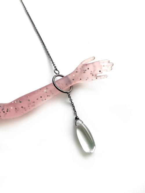 Image of Confetti Pink Glitter Arm Necklace with Clear Quartz 