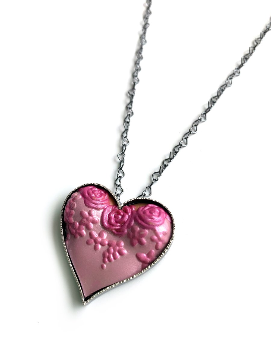 Image of Rose Bodice Bust Heart Necklace