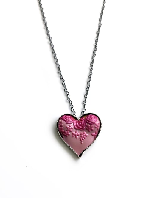 Image of Rose Bodice Bust Heart Necklace