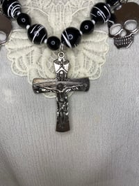 Image 2 of Upcycled Gothic Cross and Skulls Vintage necklace by Ugly Shyla
