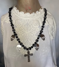 Image 4 of Upcycled Gothic Cross and Skulls Vintage necklace by Ugly Shyla