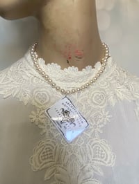 Image 1 of Upcycled Vintage Glass Pearls And White Ouija Board Gothic Necklace by Ugly Shyla
