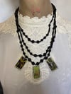 Upcycled Gothic Tarot Charm Black Beaded Necklace by Ugly Shyla 