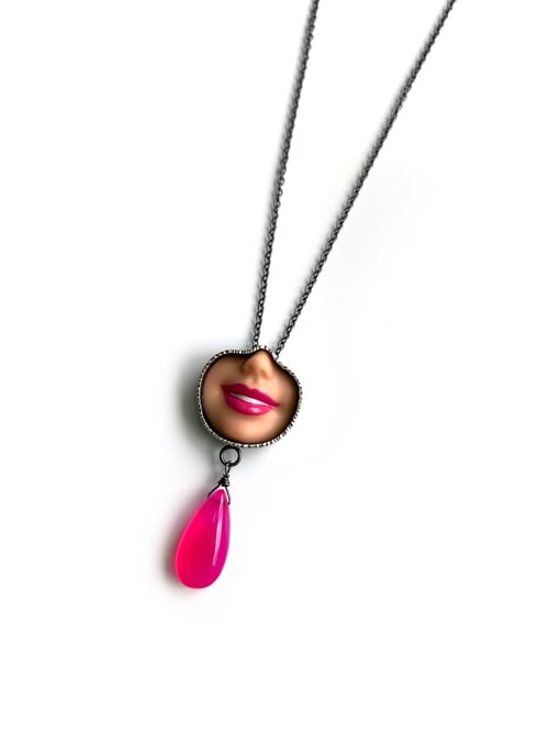 Image of Smile Pendant with Hot Pink Chalcedony - 3